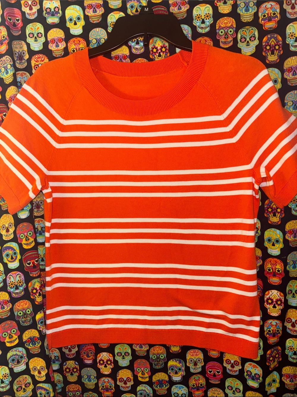 Striped Orange & White Kids Short-Sleeve Top